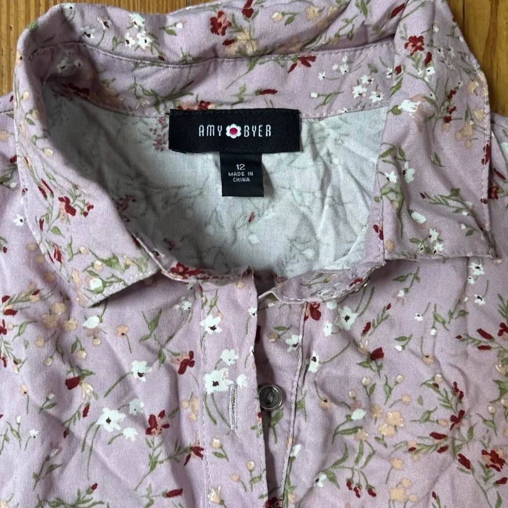 Amy Byer Shirt Dress Kids Mauve NWT Floral Boho Tiered SIZE 12